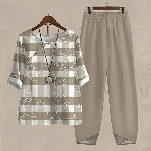Raquel - Relaxed Printed Top and Pants Two-Piece Set