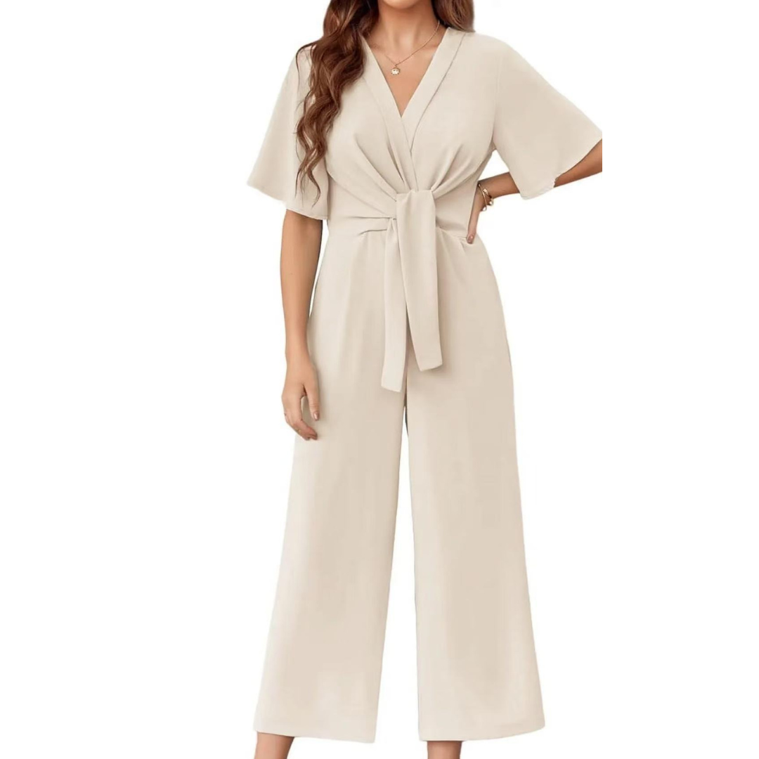 Gracie | Jumpsuit With V Neck Tie Waist