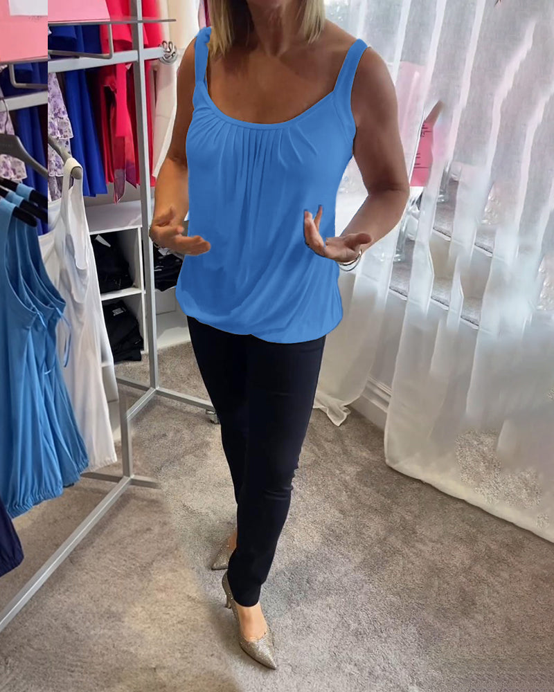 Hanner | Pleated Sleeveless Scoop Neck Top