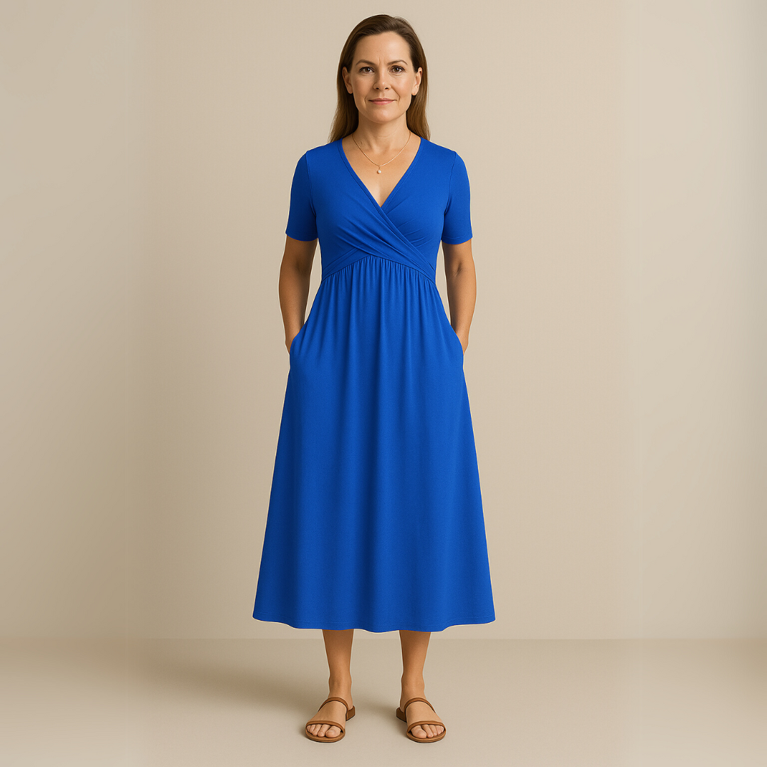 Bridgett | Dress Short Sleeve Wrap Front Midi