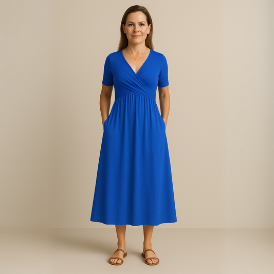 Bridgett | Dress Short Sleeve Wrap Front Midi