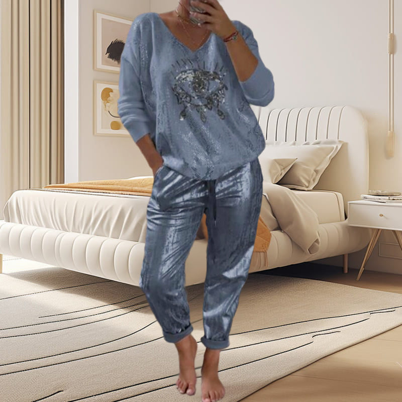 Ashley | Two-Piece Sequin Eye Top and Trousers