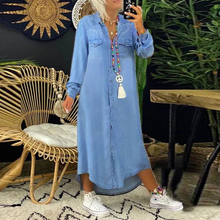 Lilla | Long Sleeve Button Front Shirt Dress