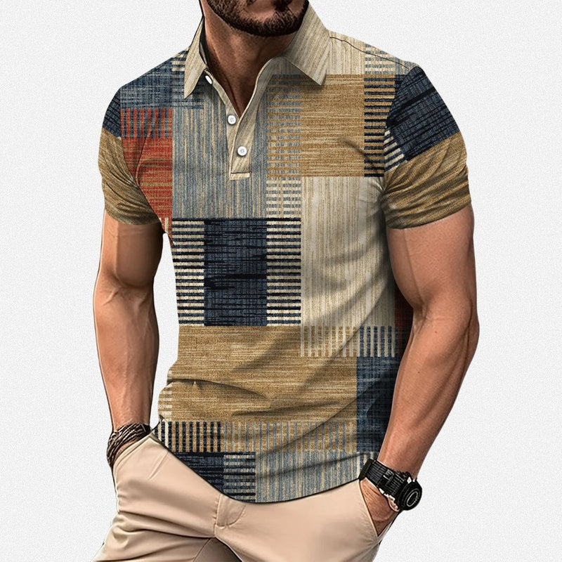 Gasan | Colour Block Patchwork Polo Shirt