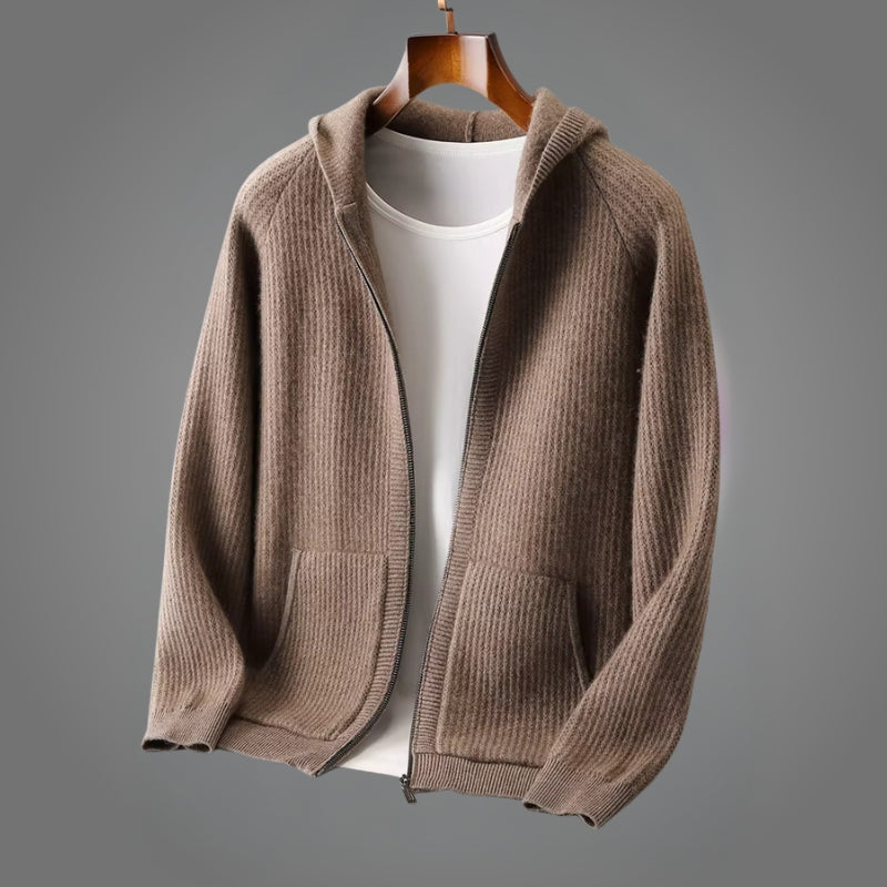 Romain | Hoodie with Ribbed Knit Full-Zip Front