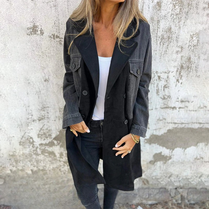 Mascha | Mid Length Contrast Panel Trench Coat