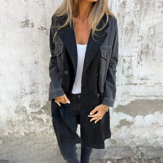 Mascha | Mid Length Contrast Panel Trench Coat