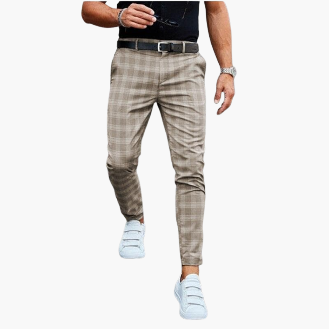 Karey - Slim Fit Checked Trousers