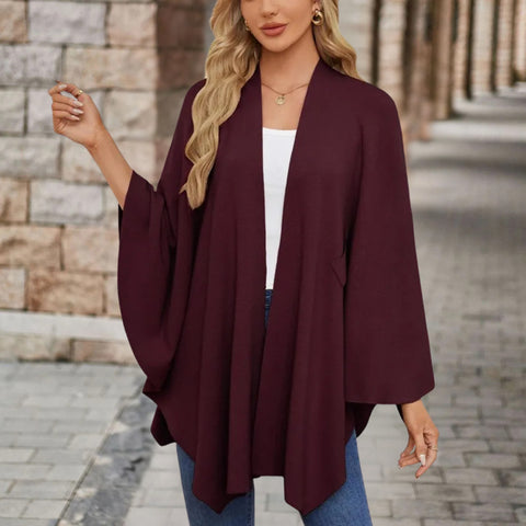 Helin | Knotted Front Wrap Knit Poncho