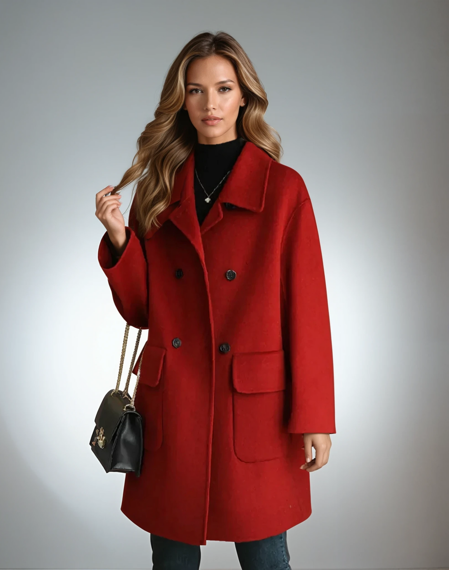 Ursulia | Long Sleeve Collared Mid-Length Coat