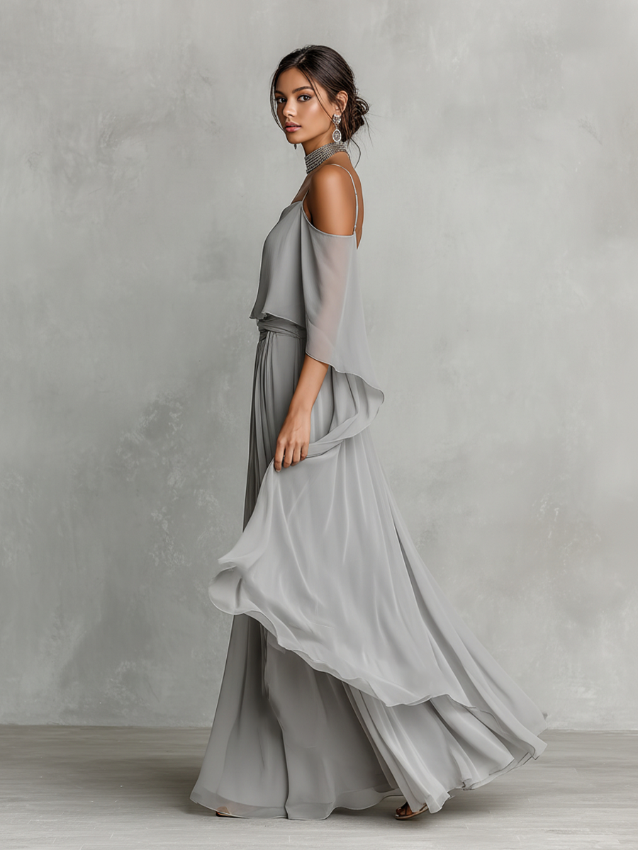 Roneeta | Grey Cold Shoulder Wide Leg Set