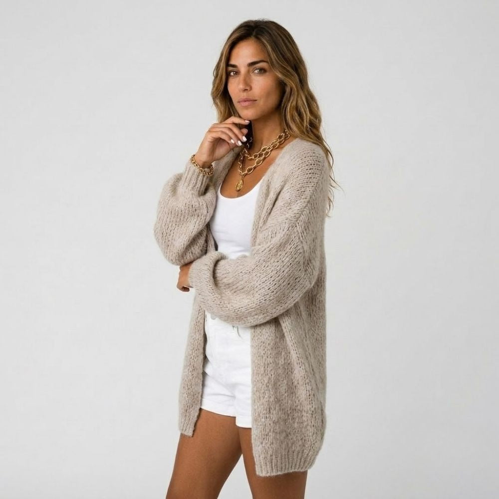 Christie | Open Front Cardigan with Balloon Sleeves