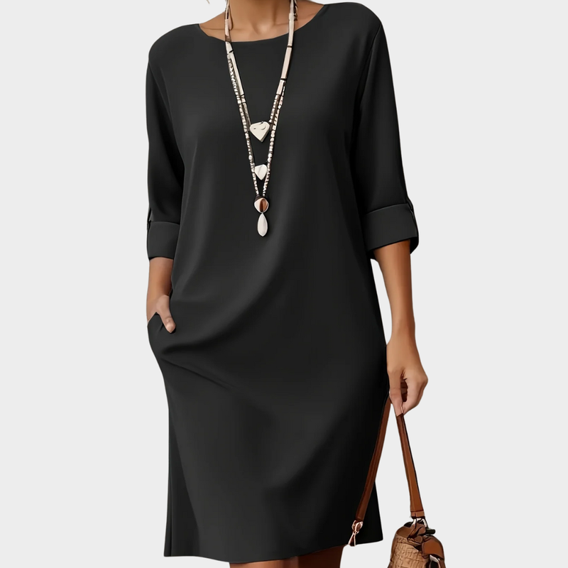 Kayana | Relaxed Midi Dress Three Quarter Sleeves