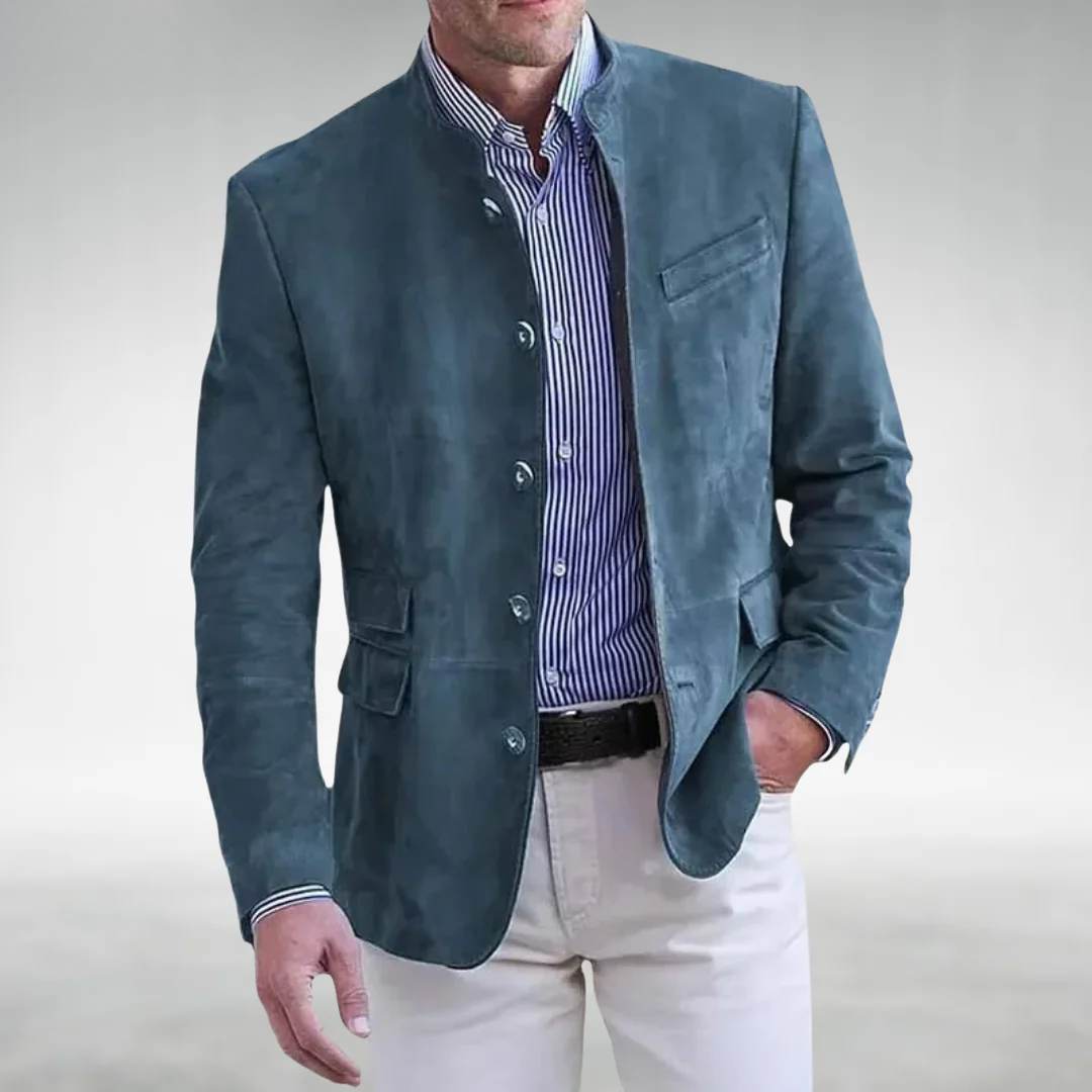 Emmanuel | Suede Stand Collar Mens Blazer