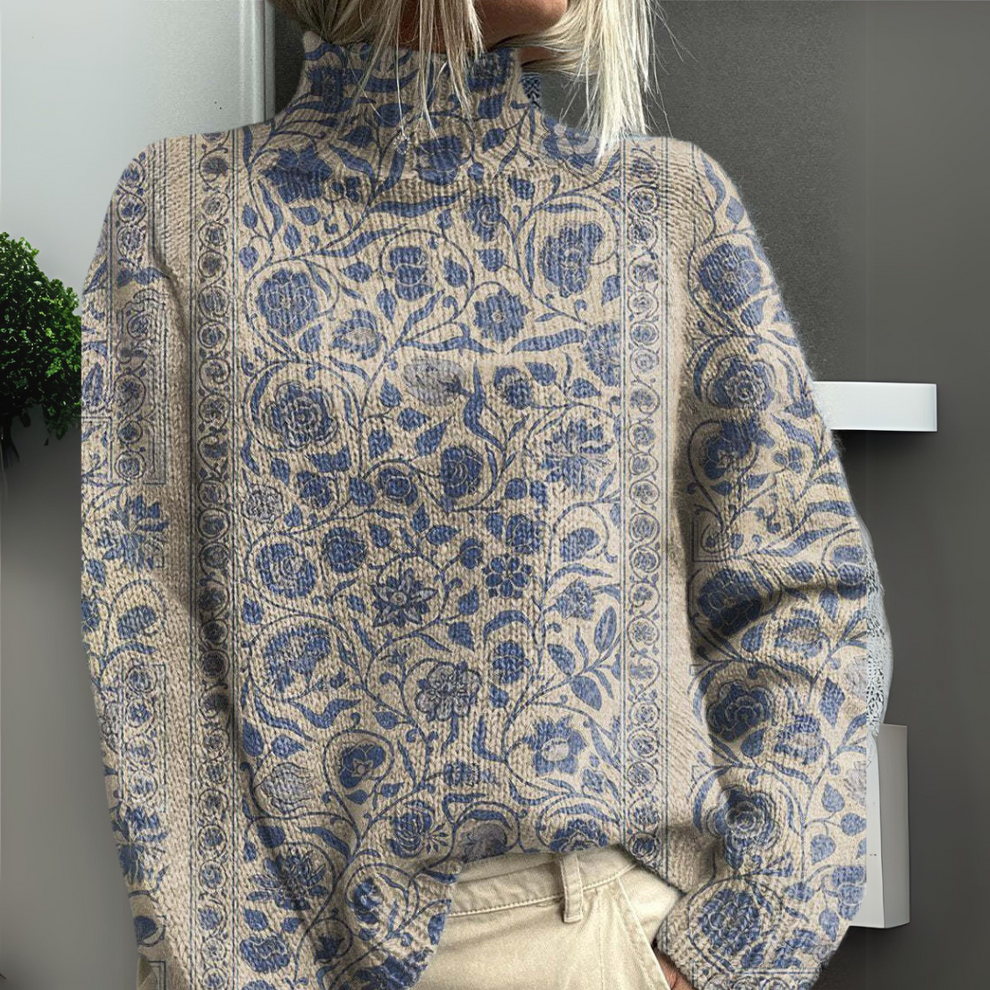 Rasha | High Neck Printed Knitted Jumper