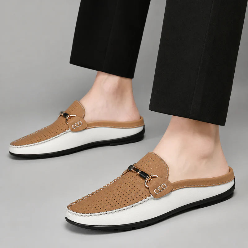 Yerson | Backless Perforated Slip-On Driving Loafers