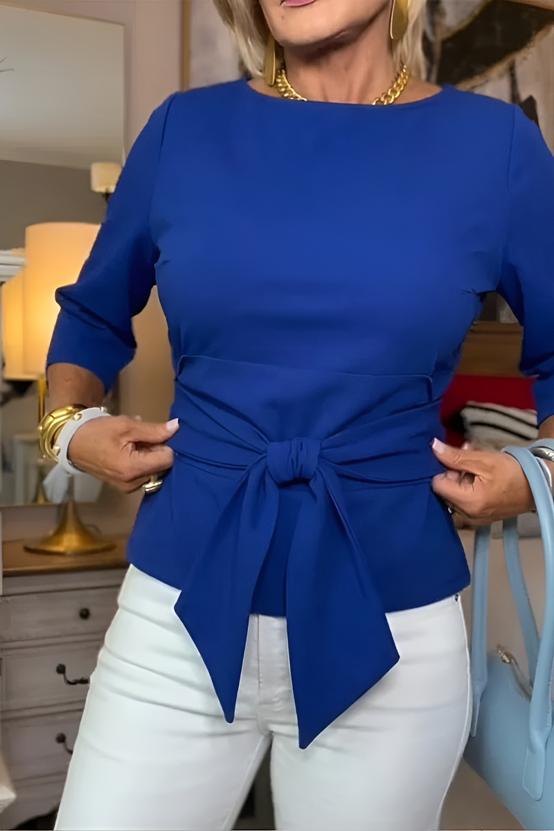 Shaniera | Tie Waist Three Quarter Sleeve Top