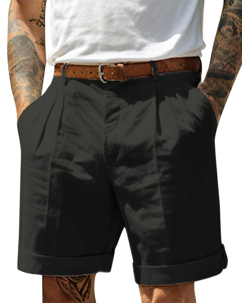 Javaid | Linen Pleated Tailored Shorts