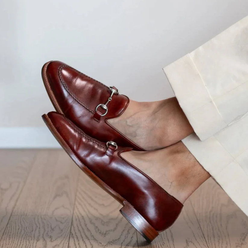 Ravid | Horsebit Loafers Burgundy Slip On Shoes