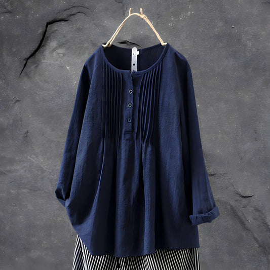 Sabeena | Long Sleeve Pleated Button Blouse