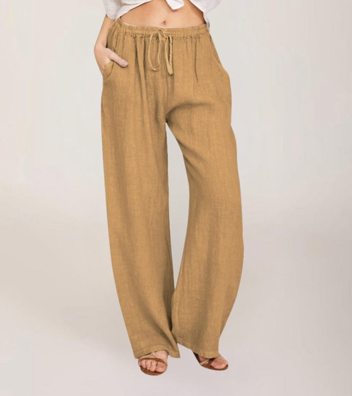 Maialen | Wide Leg Trousers Elastic Waist Drawstring