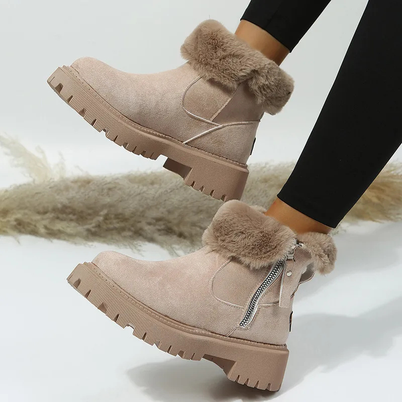 Gertraud | Ankle Boots with Plush Cuffs and Zippers