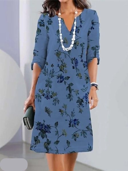 Lizzy | Floral Print V-Neck Midi Dress