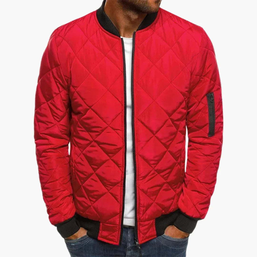 Davidson | Diamond Quilted Bomber Jacket with Zipper