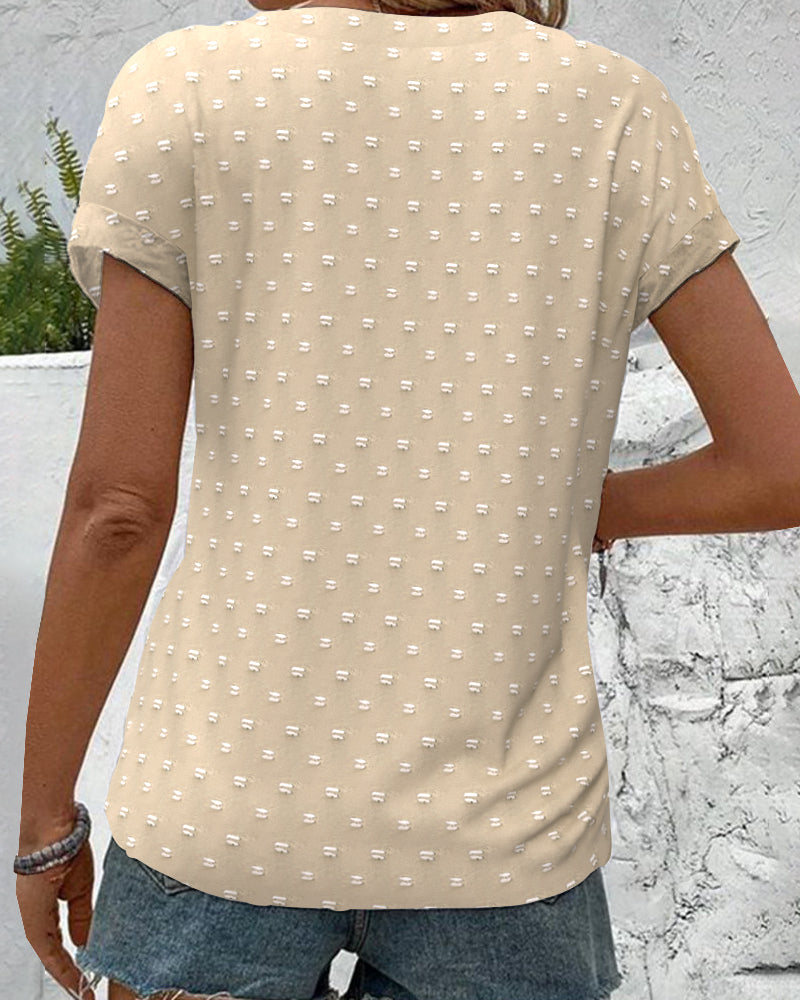Nariya | Textured Button Up Short Sleeve Blouse