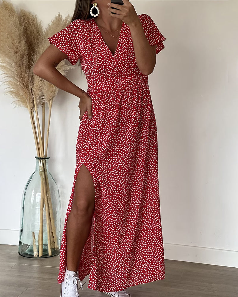 Lucienne | Ditsy Print Wrap Maxi Summer Dress