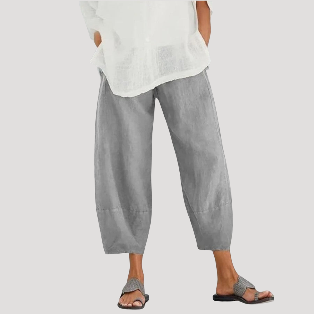 Phyllis | Cropped Barrel Leg Trousers with Relaxed Fit
