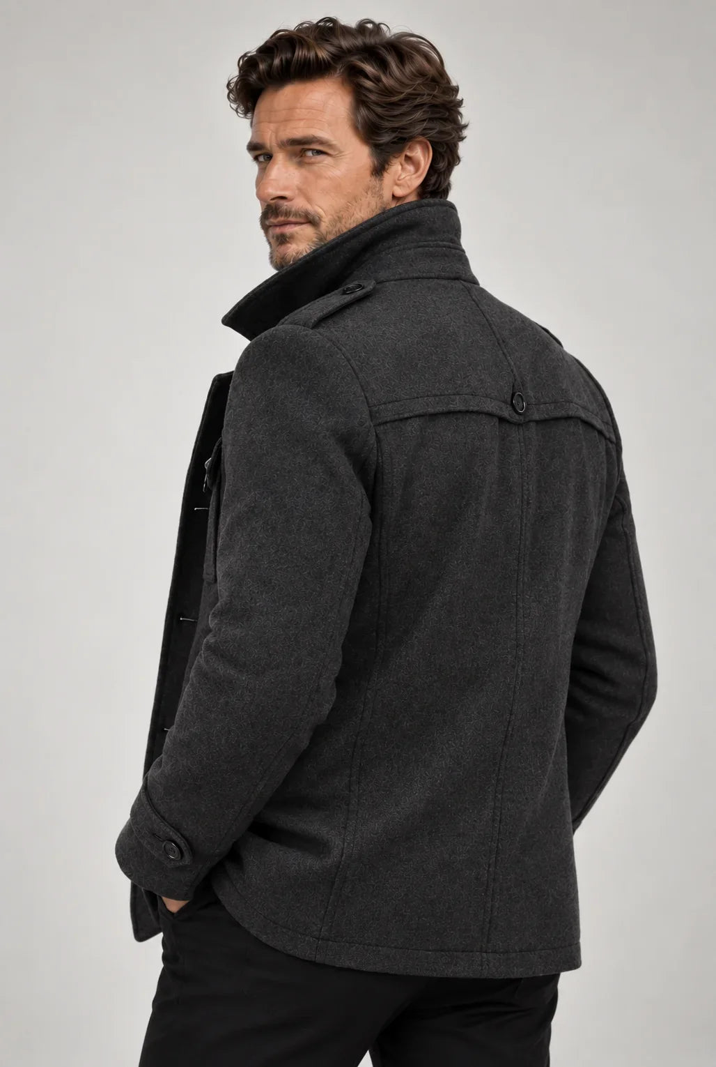 Erasmo | Textured Coat with Notched Lapels