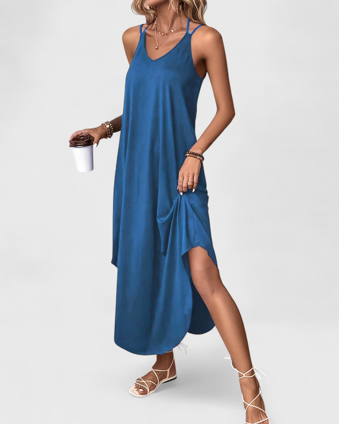 Tracie | Maxi Dress V Neck Side Slit