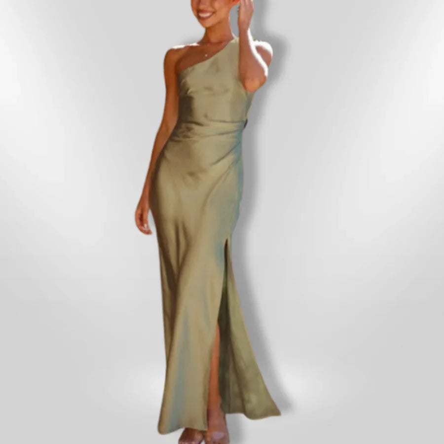Erminia | One Shoulder Sage Green Maxi Dress