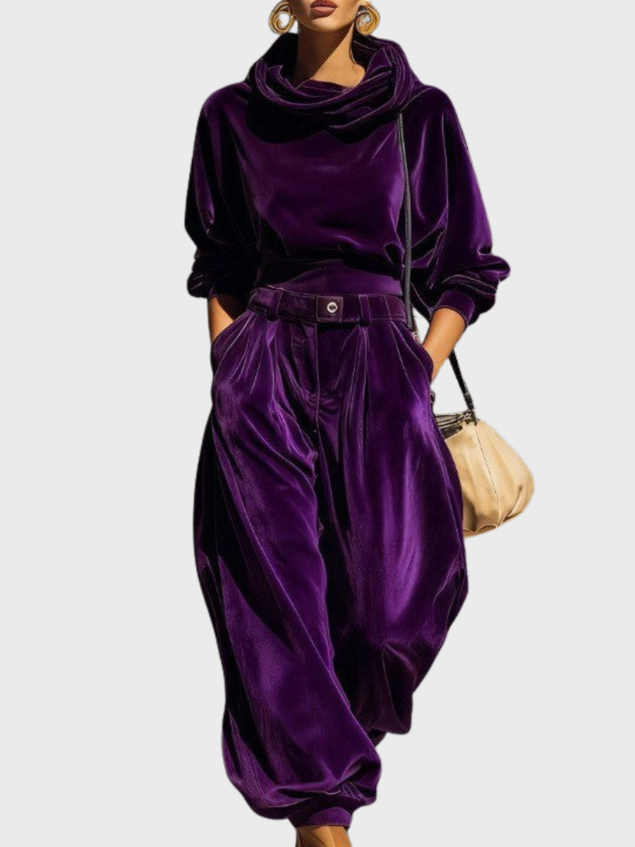Skaidre | Velvet Cowl Neck Two-Piece Set