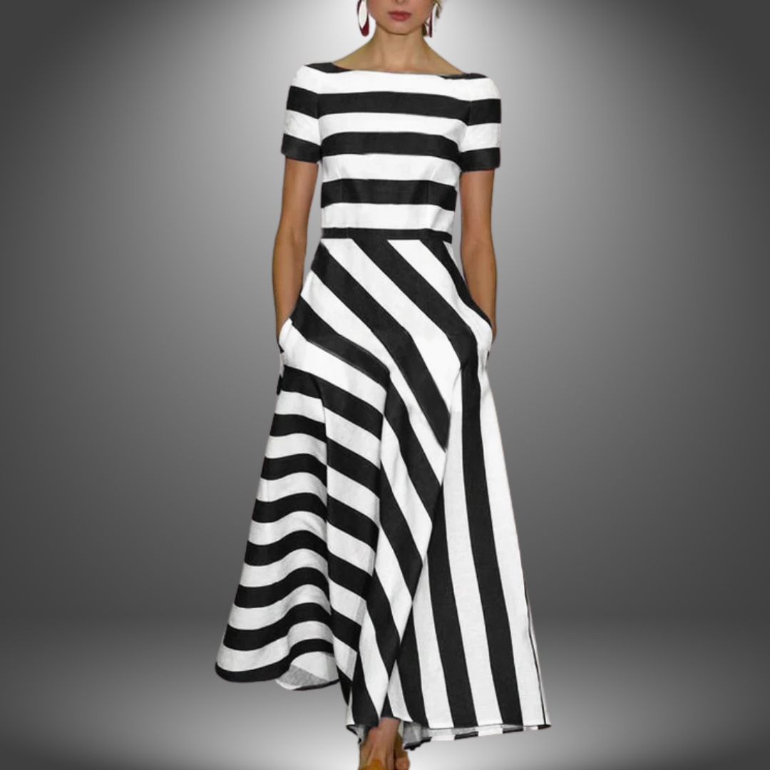 Nicole | Maxi Dress Short Sleeve Striped A-Line