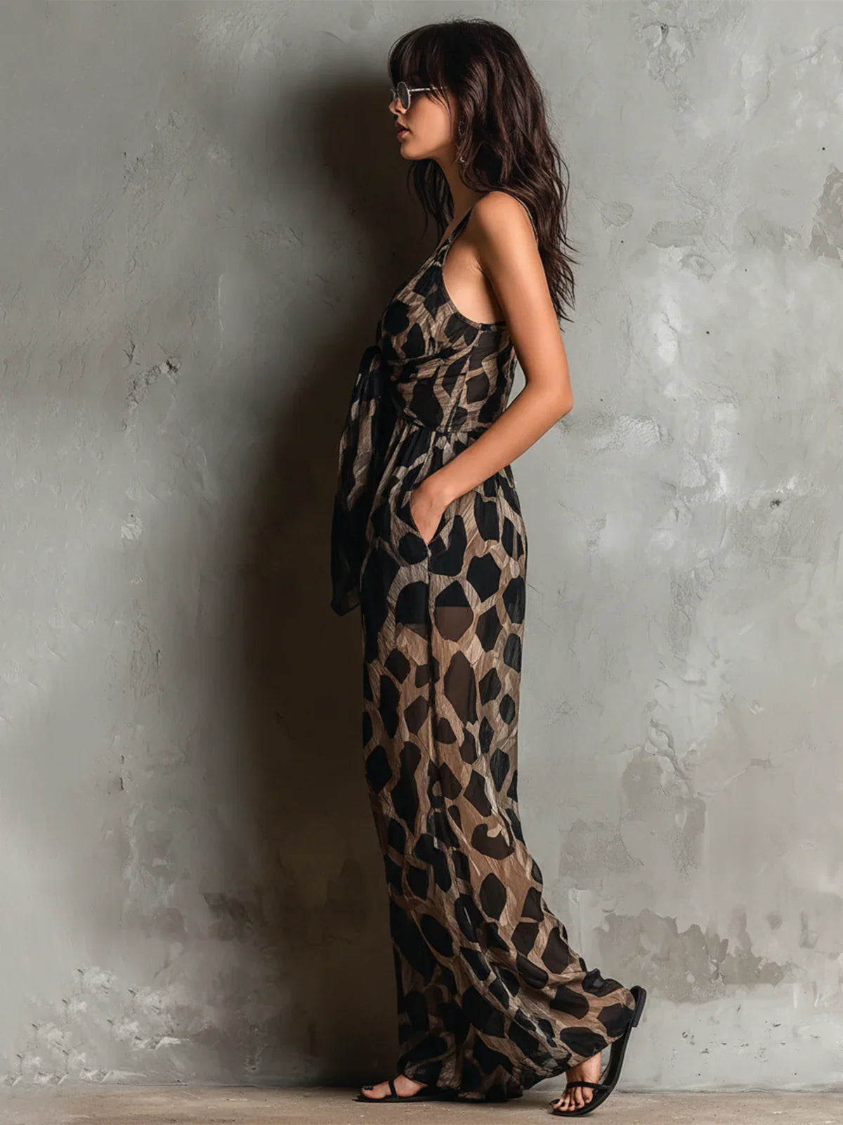 Apophia | Animal Print Halter Neck Jumpsuit