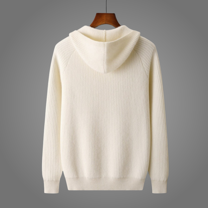 Romain | Hoodie with Ribbed Knit Full-Zip Front