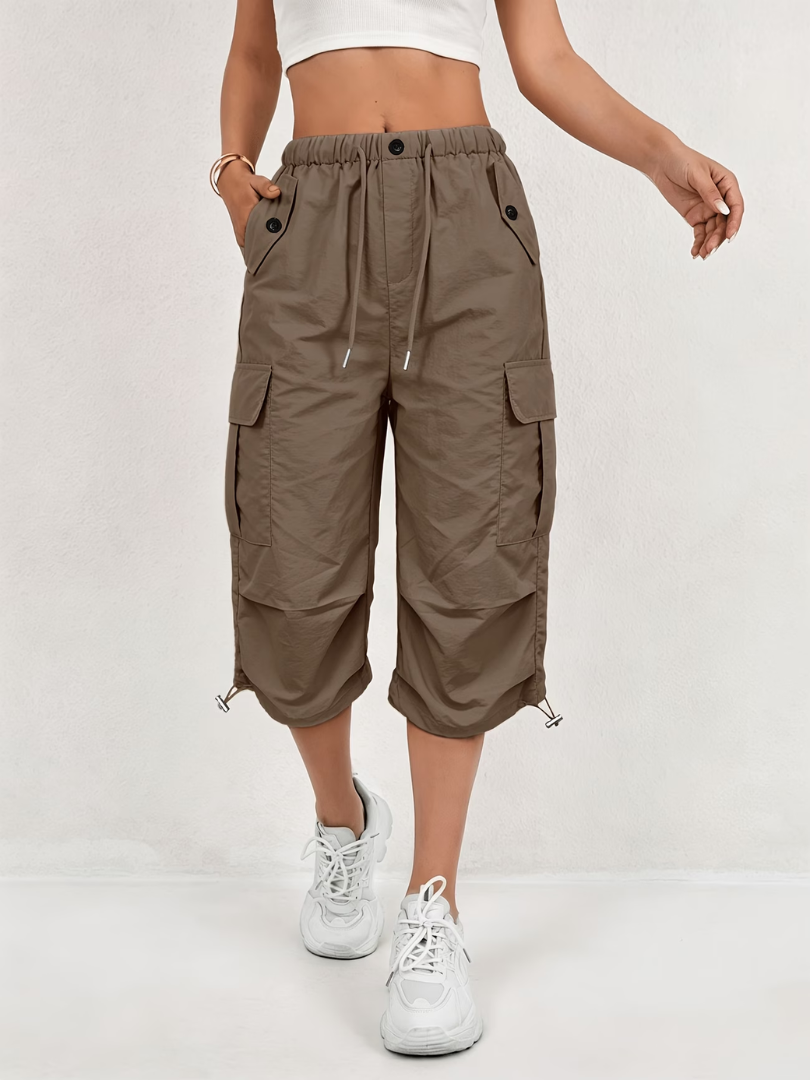 Nanna | Cargo Cropped Trousers With Drawstring Waist