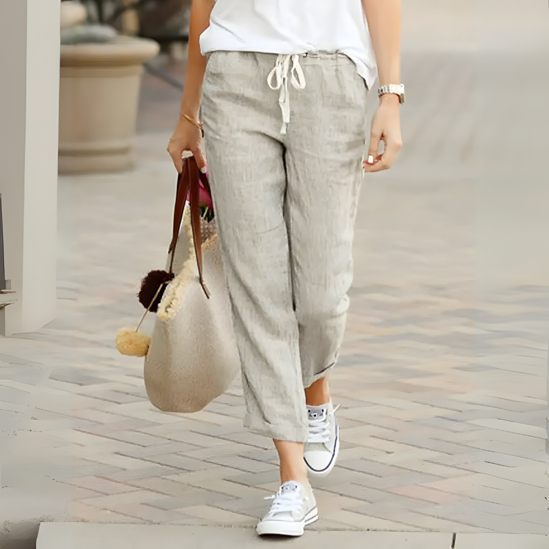 Izumi | Drawstring Cropped Wide Leg Trousers