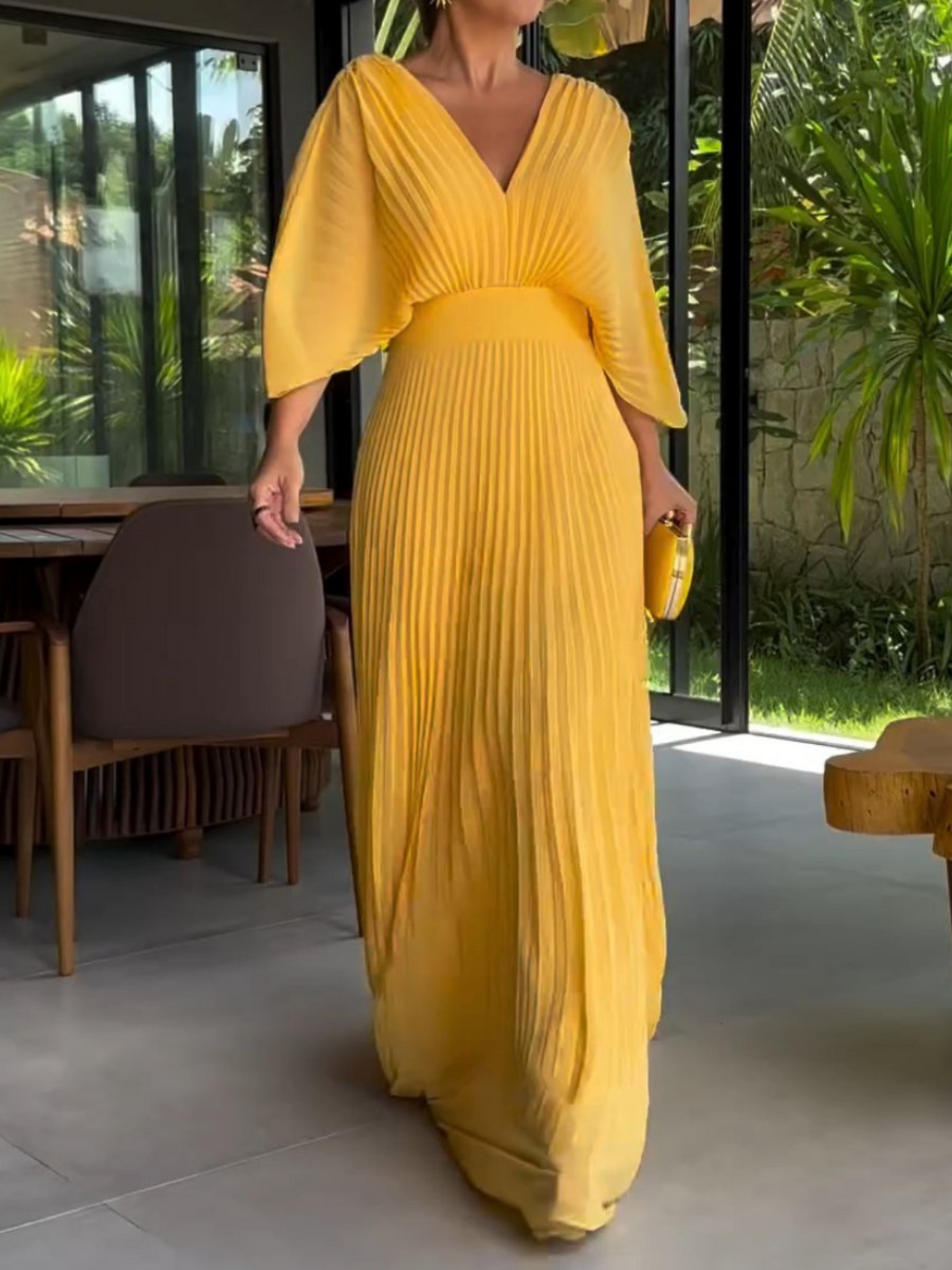 Valerija | Pleated V-Neck Wedding Guest Dress