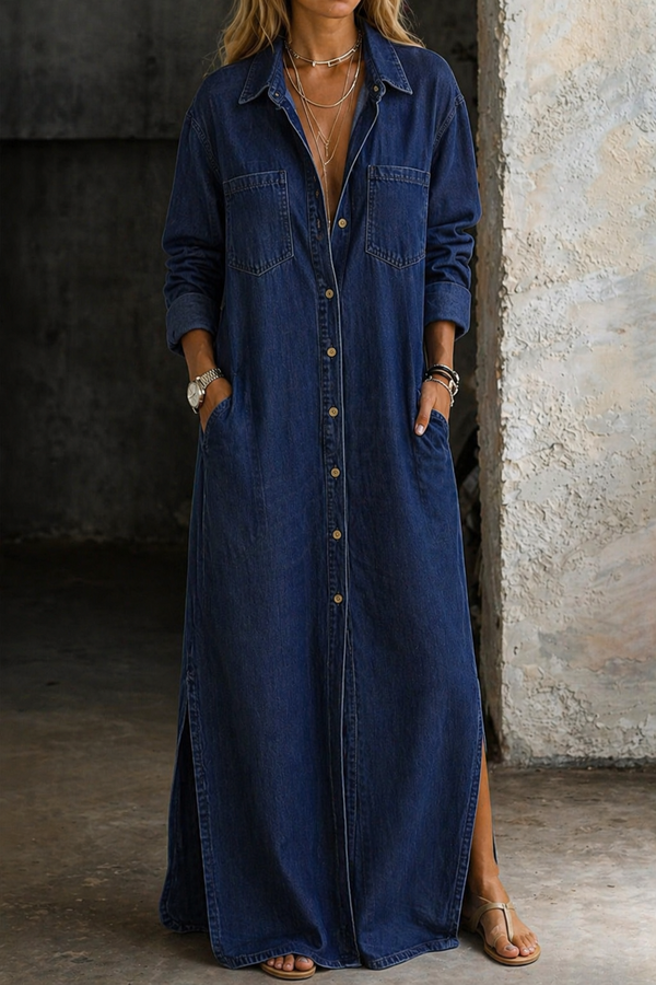 Noshina | Maxi Shirt Dress with Button Front