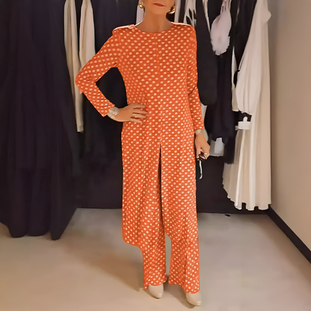 Maryse | Polka Dot Longline Top and Trouser Set