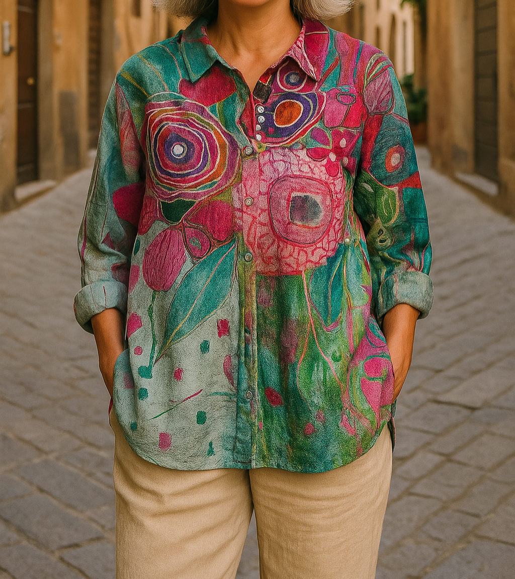 Petra | Floral Print Button Front Shirt Blouse