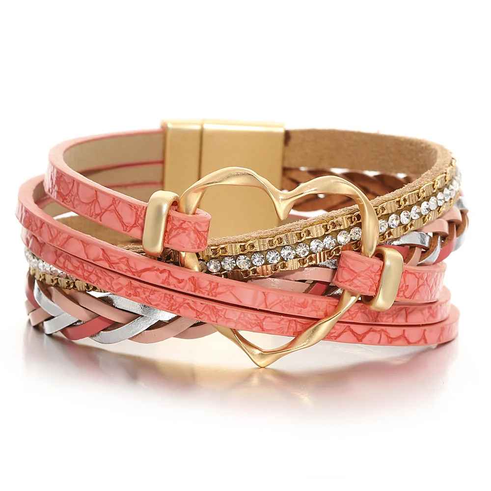 Reyn | Heart Charm Layered Leather Bracelet