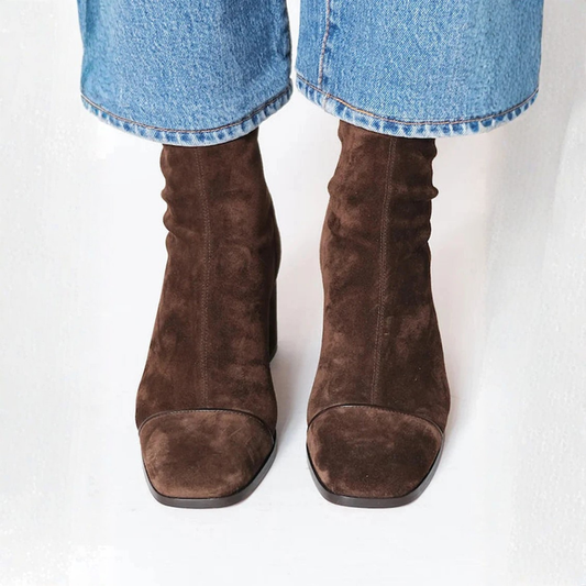 Leora - Ankle Boots Block Heel Suede Style