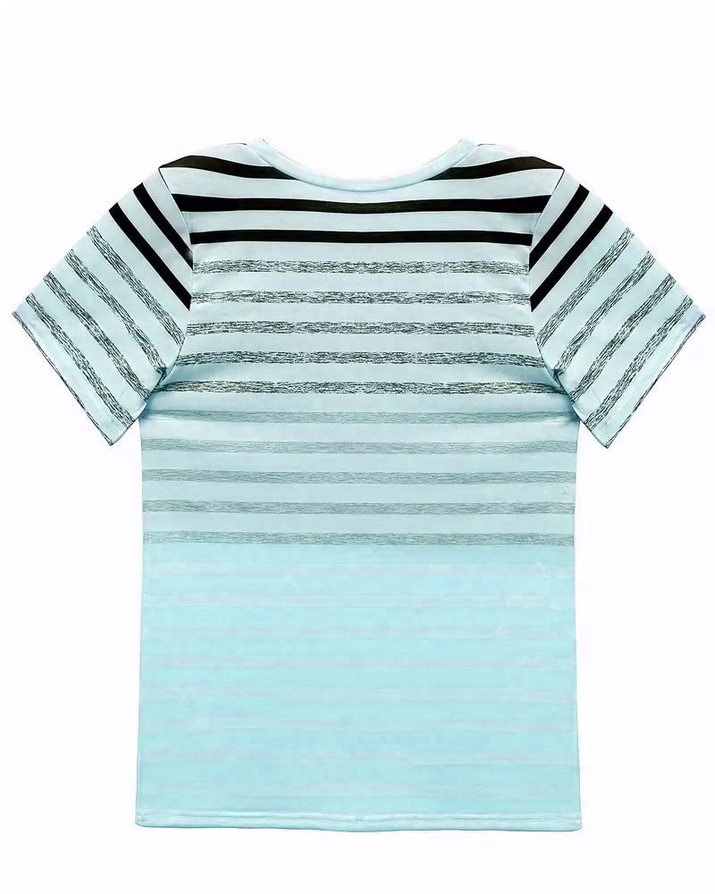 Kellie | Striped Round Neck Short Sleeve T Shirt