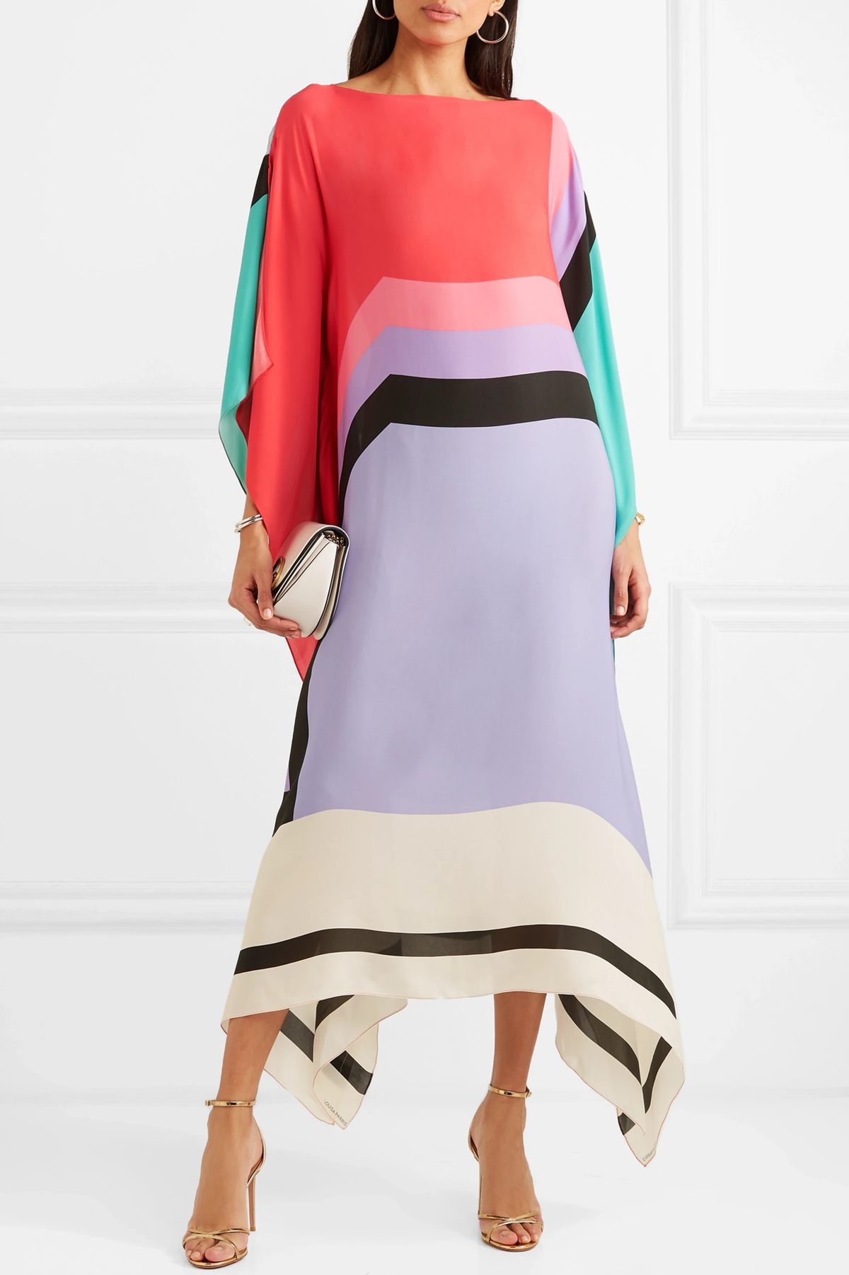 Shraddha | Striped Patchwork Kaftan Midi Dress