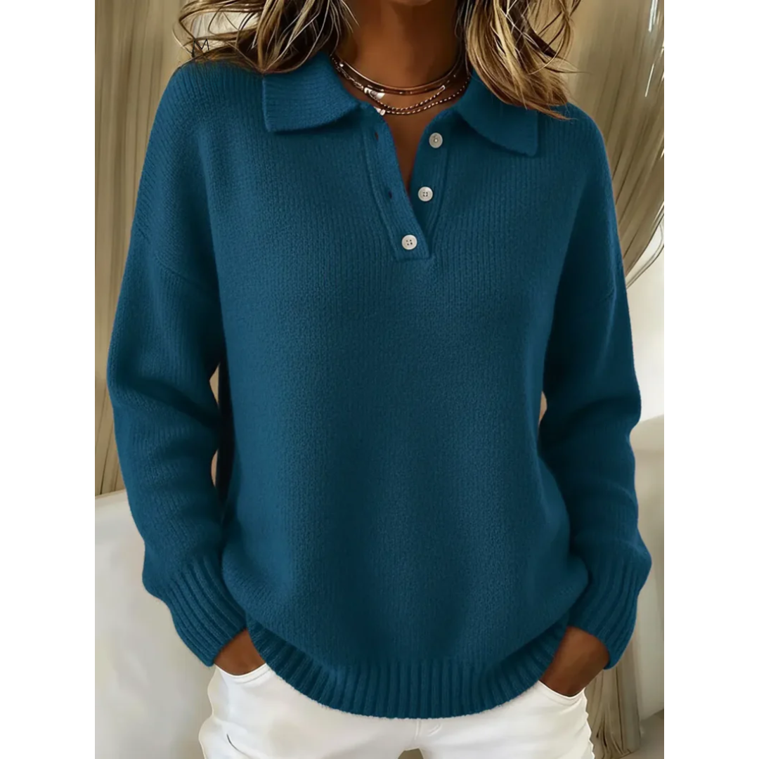 Fayeia | Collared Knit Jumper with Ribbed Cuffs