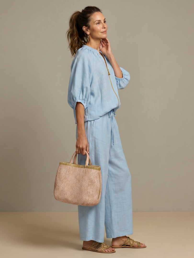 Sharina | Zip Front Wide Leg Trouser Set